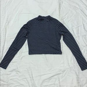 Topshop Patterned Long Sleeve Crop Top
